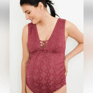 A Pea in The Pod Rose Eyelet One Piece Swimsuit